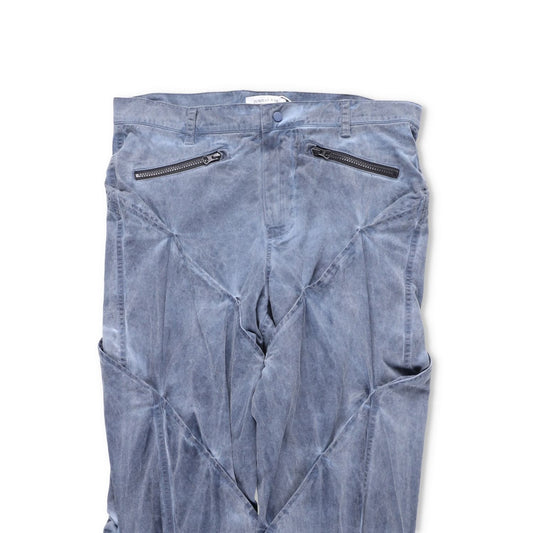 JUNTAE KIM Mens Gather-Twisted Dye Shell Trousers Blue Straight Leg L RRP 720 — View 2