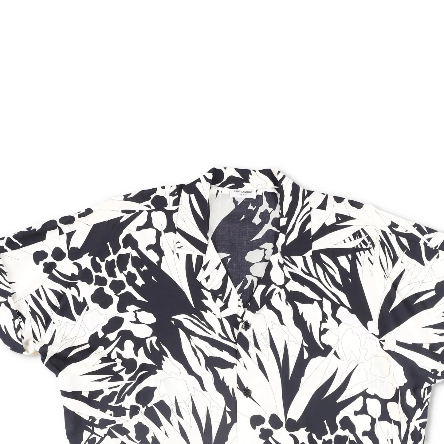 SAINT LAURENT Mens Button-Up Shirt Viscose Black White Short Sleeve 39 RRP 545 — View 2