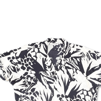 SAINT LAURENT Mens Button-Up Shirt Viscose Black White Short Sleeve 39 RRP 545 — View 2
