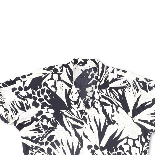 SAINT LAURENT Mens Button-Up Shirt Viscose Black White Short Sleeve 39 RRP 545 — View 2