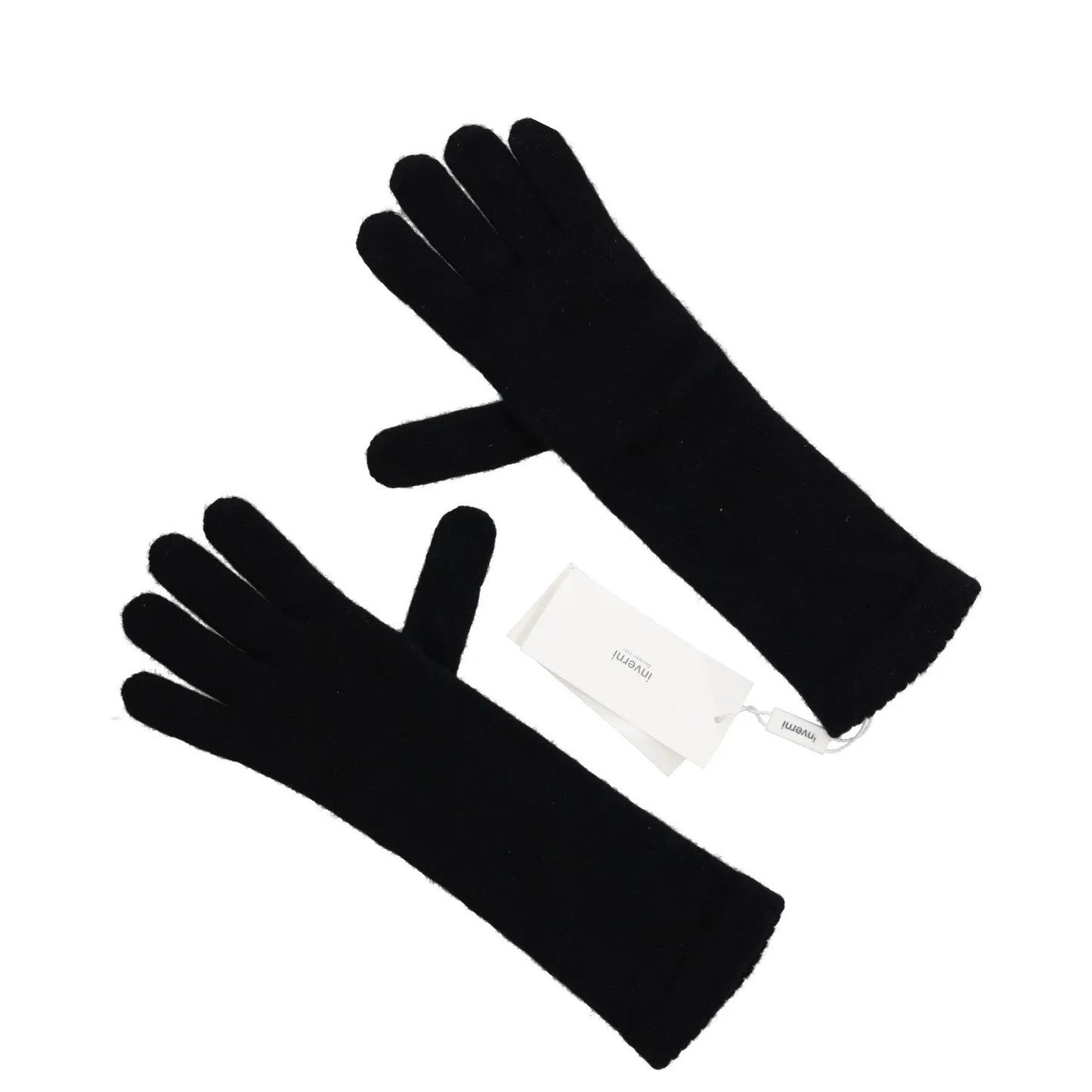 INVERNI Womens Gloves Black Cashmere Knit Long Wrist Warm Trim Size S RRP 145 — View 4