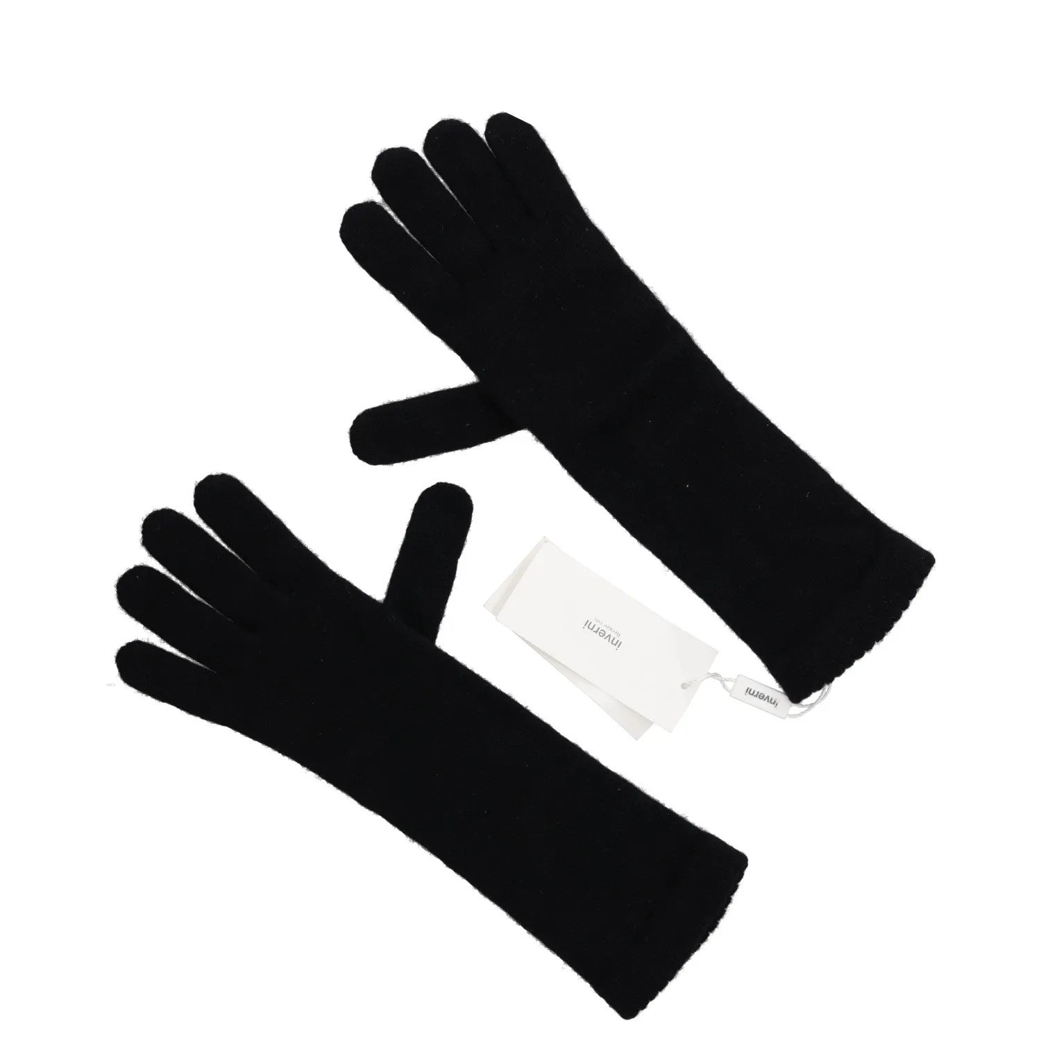 INVERNI Womens Gloves Black Cashmere Knit Long Wrist Warm Trim Size S RRP 145 — View 4