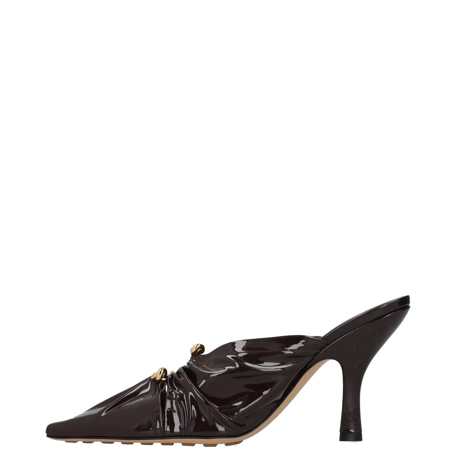 BOTTEGA VENETA Women High Heel Point Toe Mule Patent Leather Brown UK4.5 RRP1330 — View 4
