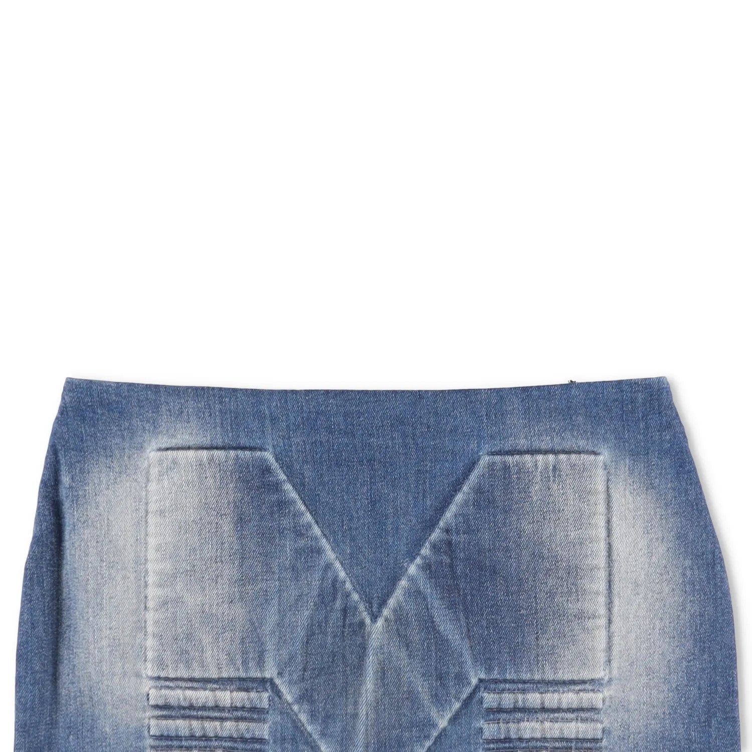 MOWALOLA Womens Embossed Denim Mini Skirt Blue Short Light Wash Size XS RRP 320 — View 2