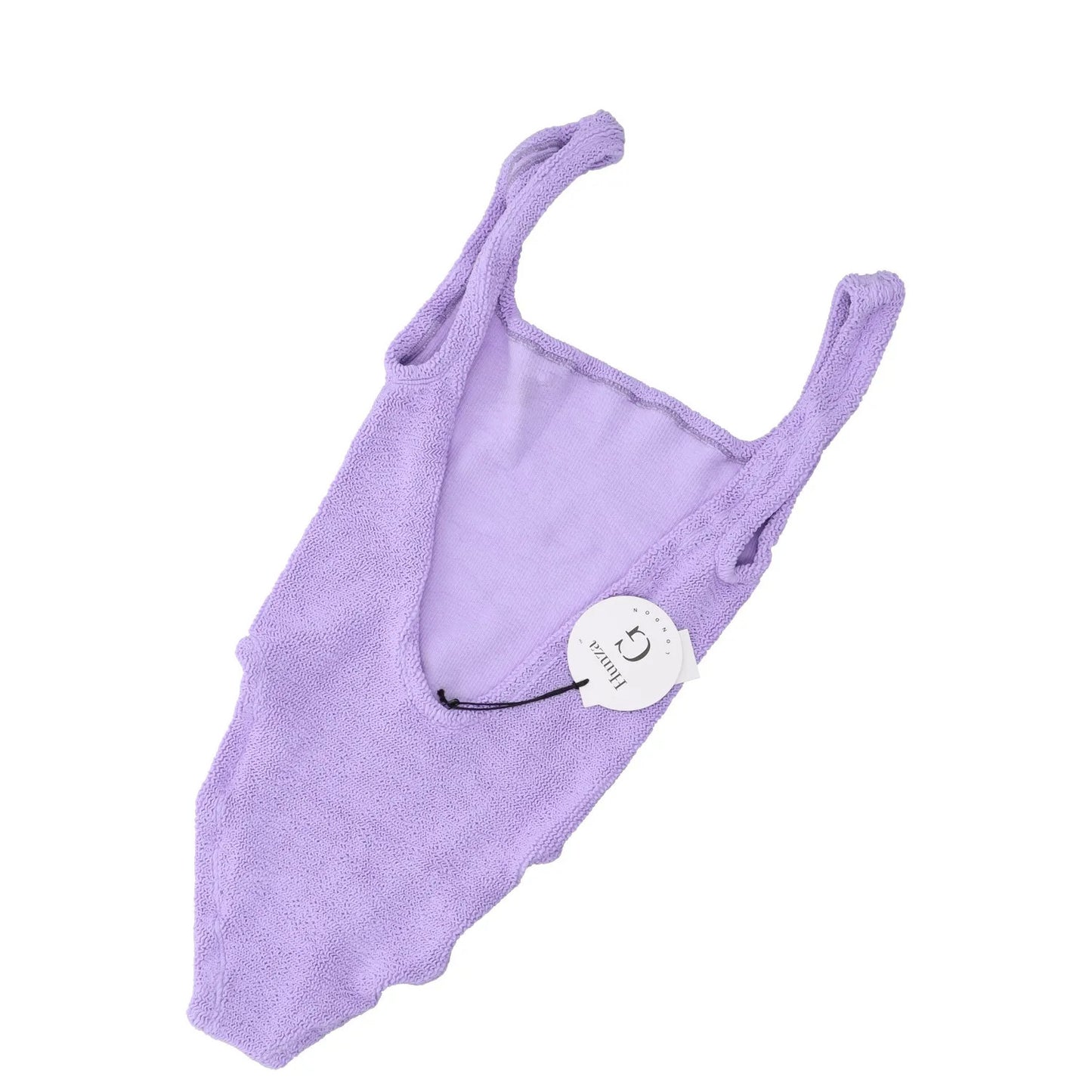 HUNZA G Womens Classic Swimdress Square Neck Crinkle One Piece Purple OS RRP 145 — View 5
