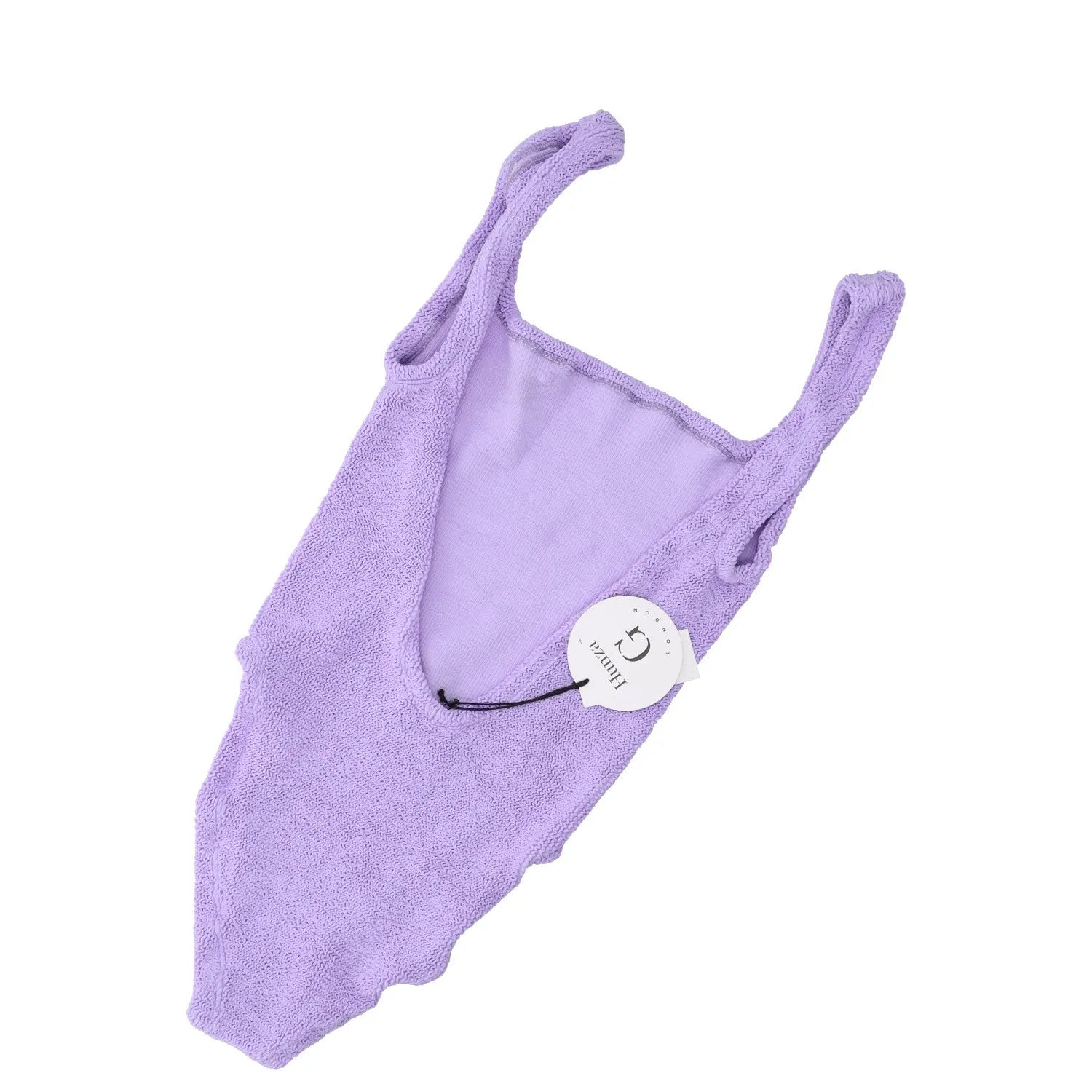 HUNZA G Womens Classic Swimdress Square Neck Crinkle One Piece Purple OS RRP 145 — View 5