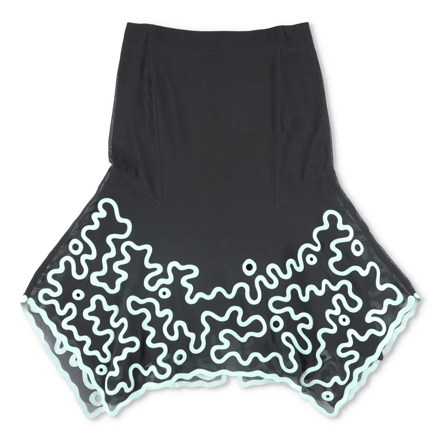 BOTTEGA VENETA Womens Skirt High Waist Asym. Embroidered Flare Green 40 RRP 3905