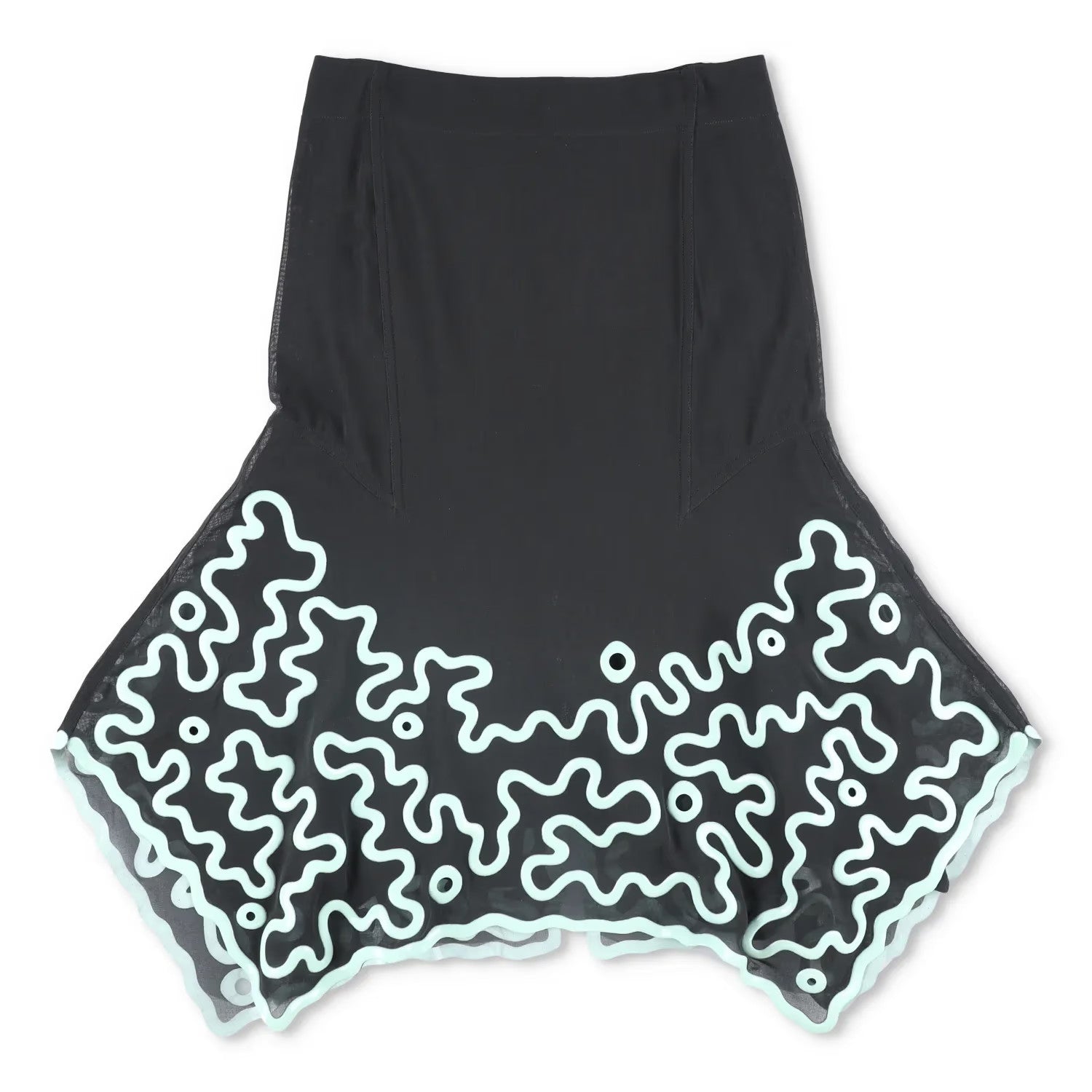 BOTTEGA VENETA Womens Skirt High Waist Asym. Embroidered Flare Green 40 RRP 3905