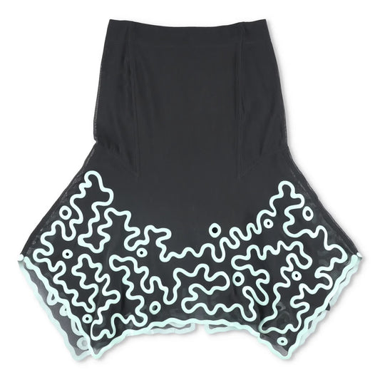 BOTTEGA VENETA Womens Skirt High Waist Asym. Embroidered Flare Green 40 RRP 3905