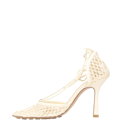 BOTTEGA VENETA Womens Court Heels Beige Synthetic Lace Open Toe UK 4 RRP 770 — View 4