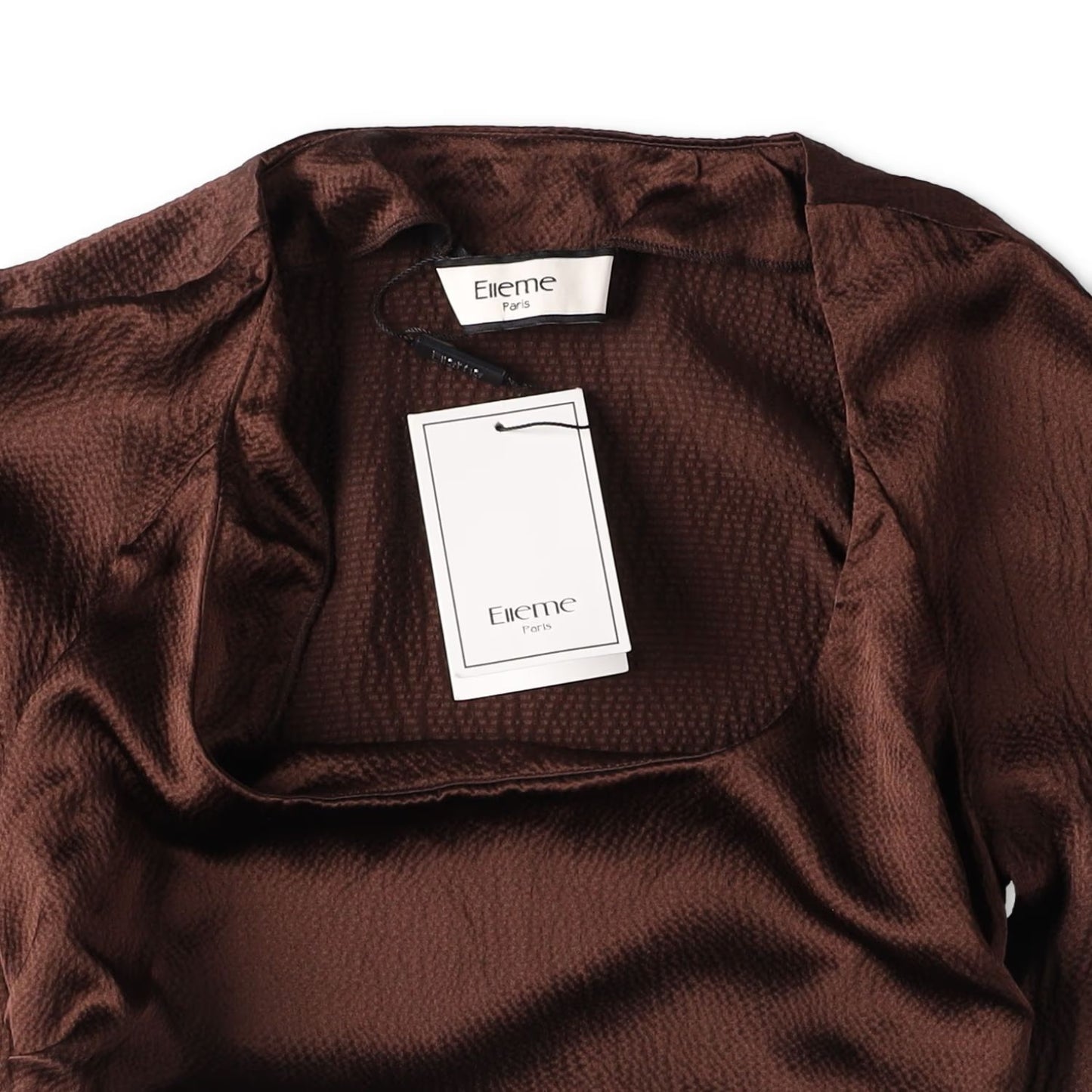 ELLEME Womens Scoop Neck Lomng Sleeve Knot Gathered Top Brown 34 RRP 385 — View 8