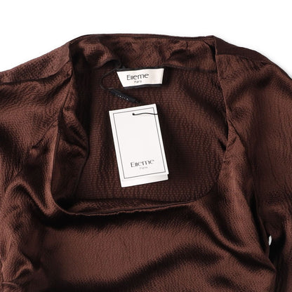 ELLEME Womens Scoop Neck Lomng Sleeve Knot Gathered Top Brown 34 RRP 385 — View 8