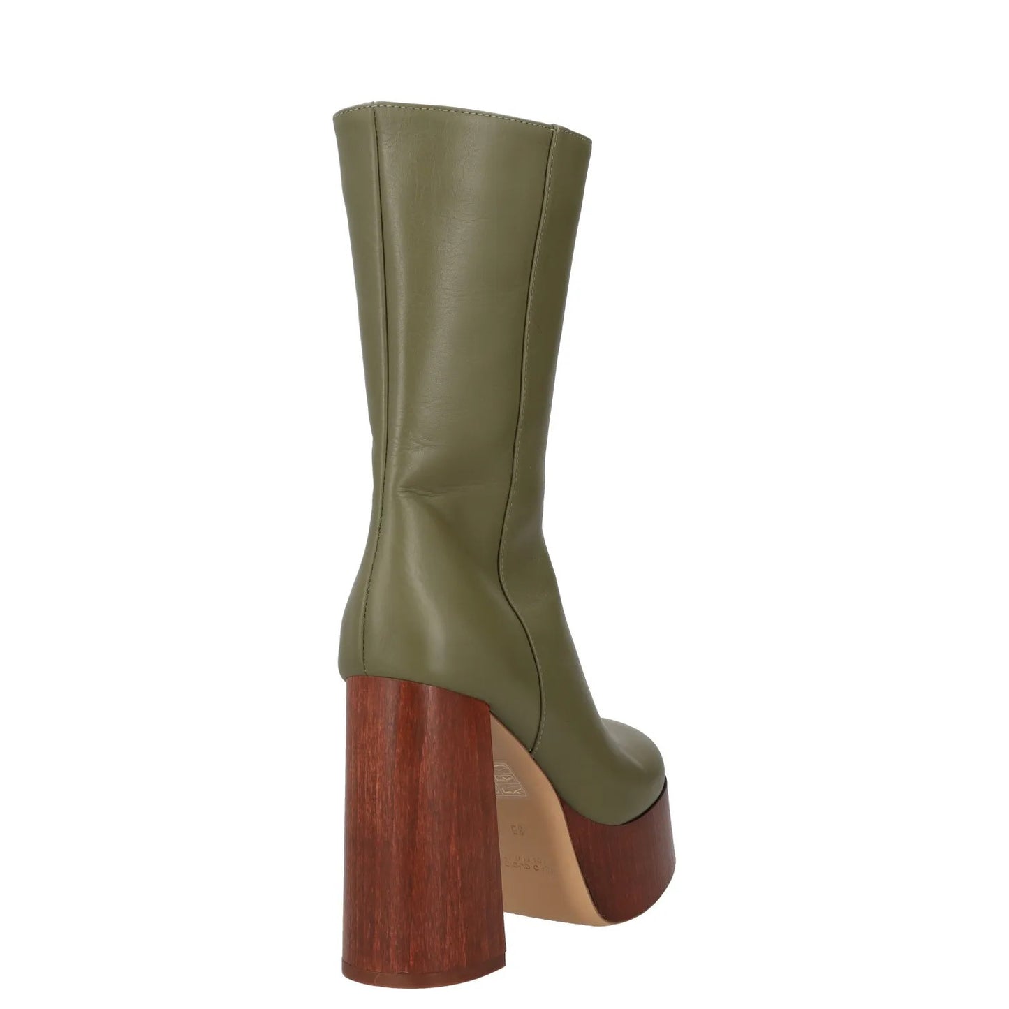 GIABORGHINI Womens High Heeled Boots Green Leather Mid Calf Platform UK 2 RRP375 — View 6