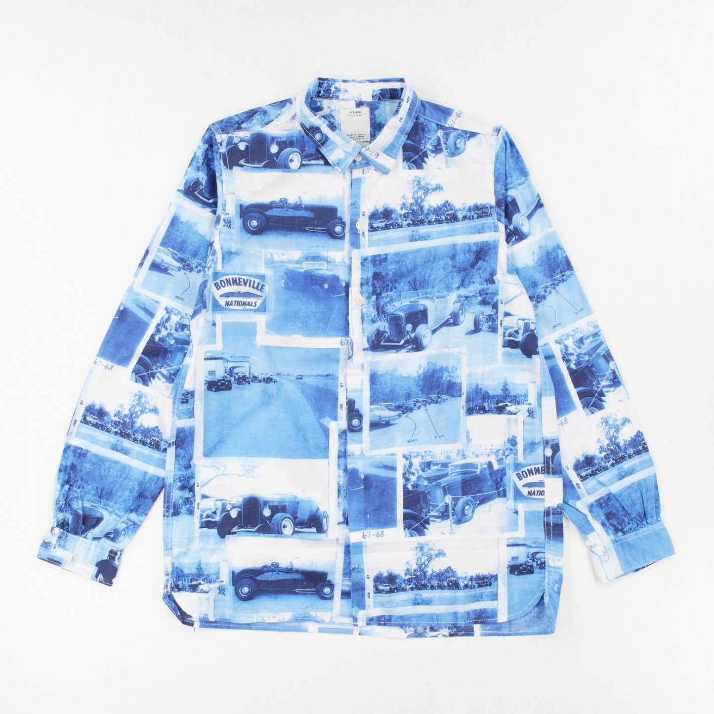Visvim Mens Blue Dry Lakes Button Up Shirt Graphic Collared Size 1 RRP 550