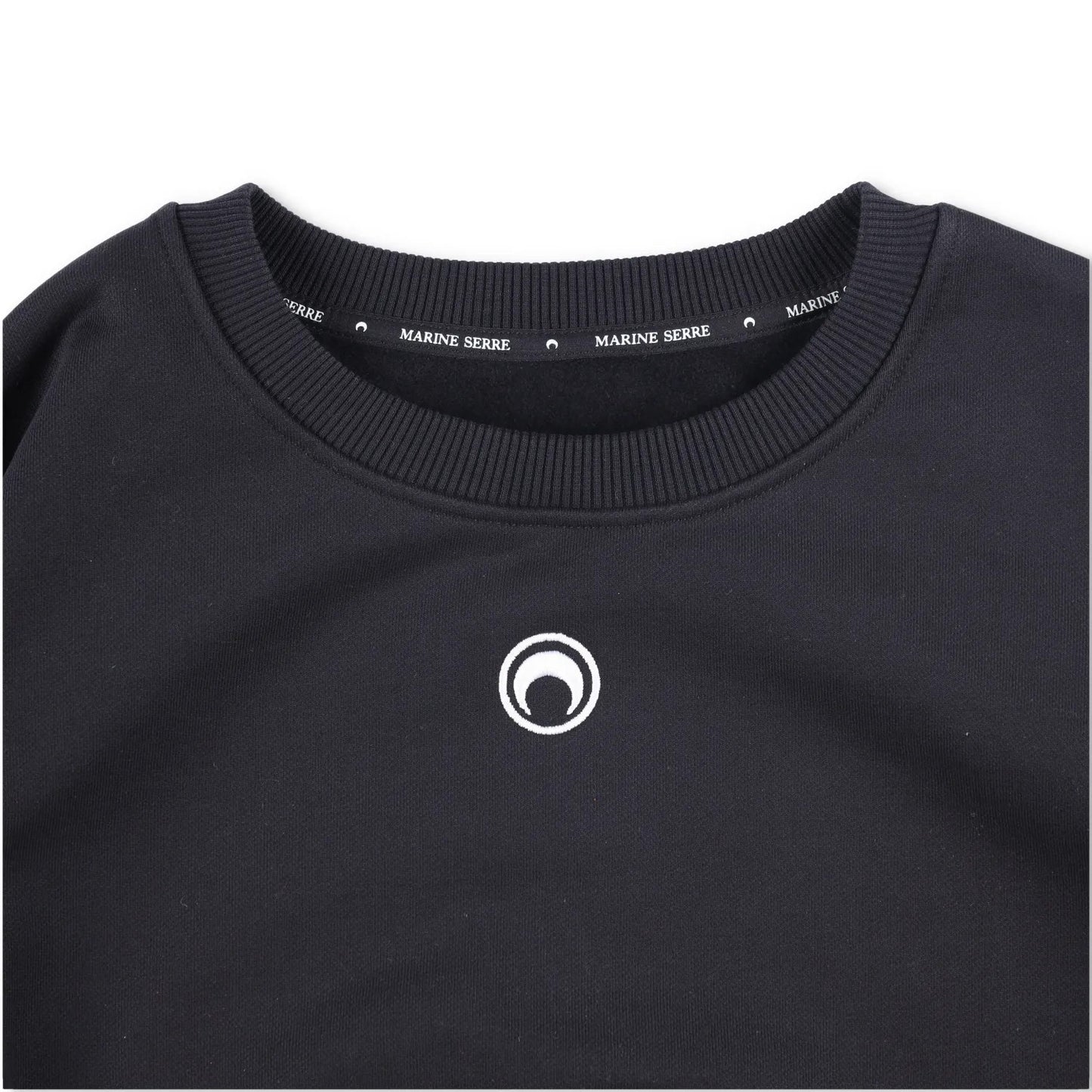 MARINE SERRE Womens Moon Logo Fleece Cropped Sweatshirt Black Pullover L RRP 317 — View 5