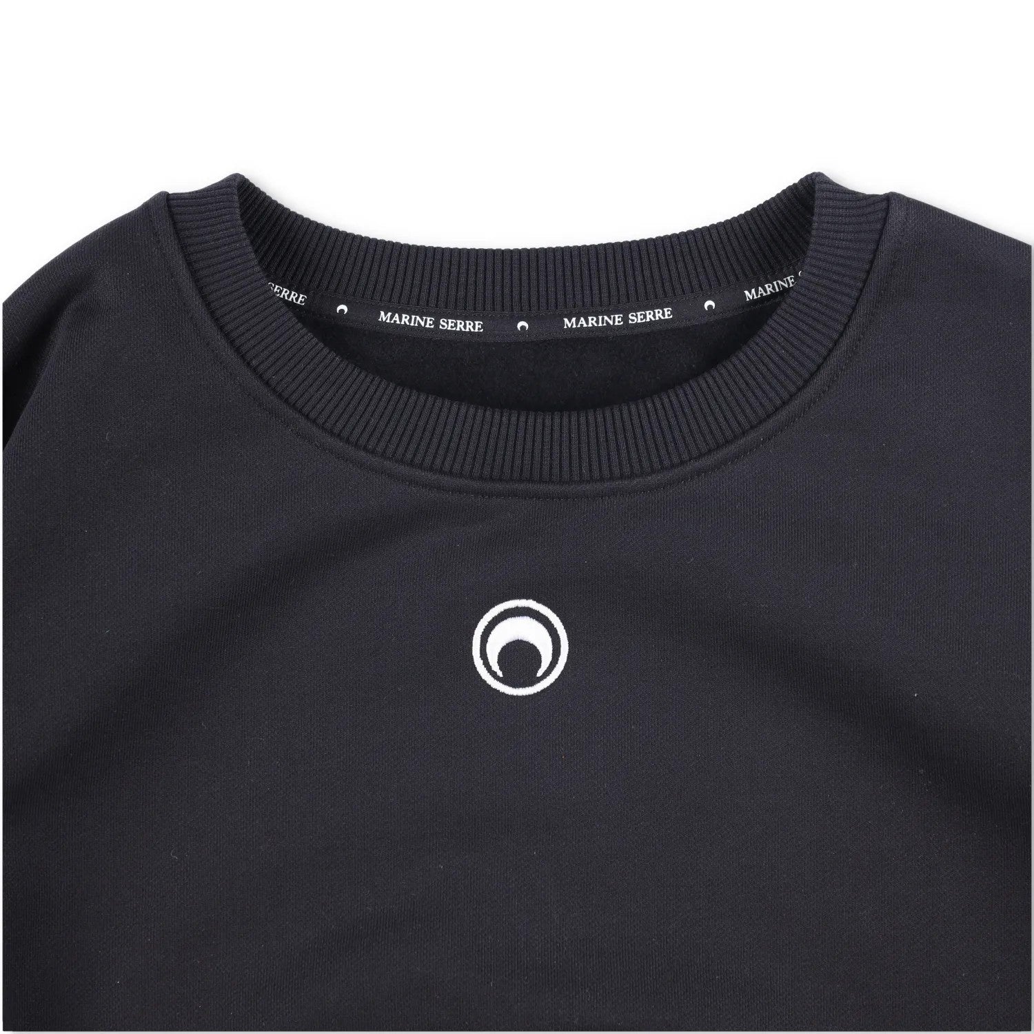 MARINE SERRE Womens Moon Logo Fleece Cropped Sweatshirt Black Pullover L RRP 317 — View 5