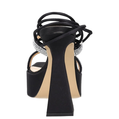 MACH & MACH Womens Platform Heels Black Rhinestone Strappy Open Toe UK 7 RRP 600 — View 4