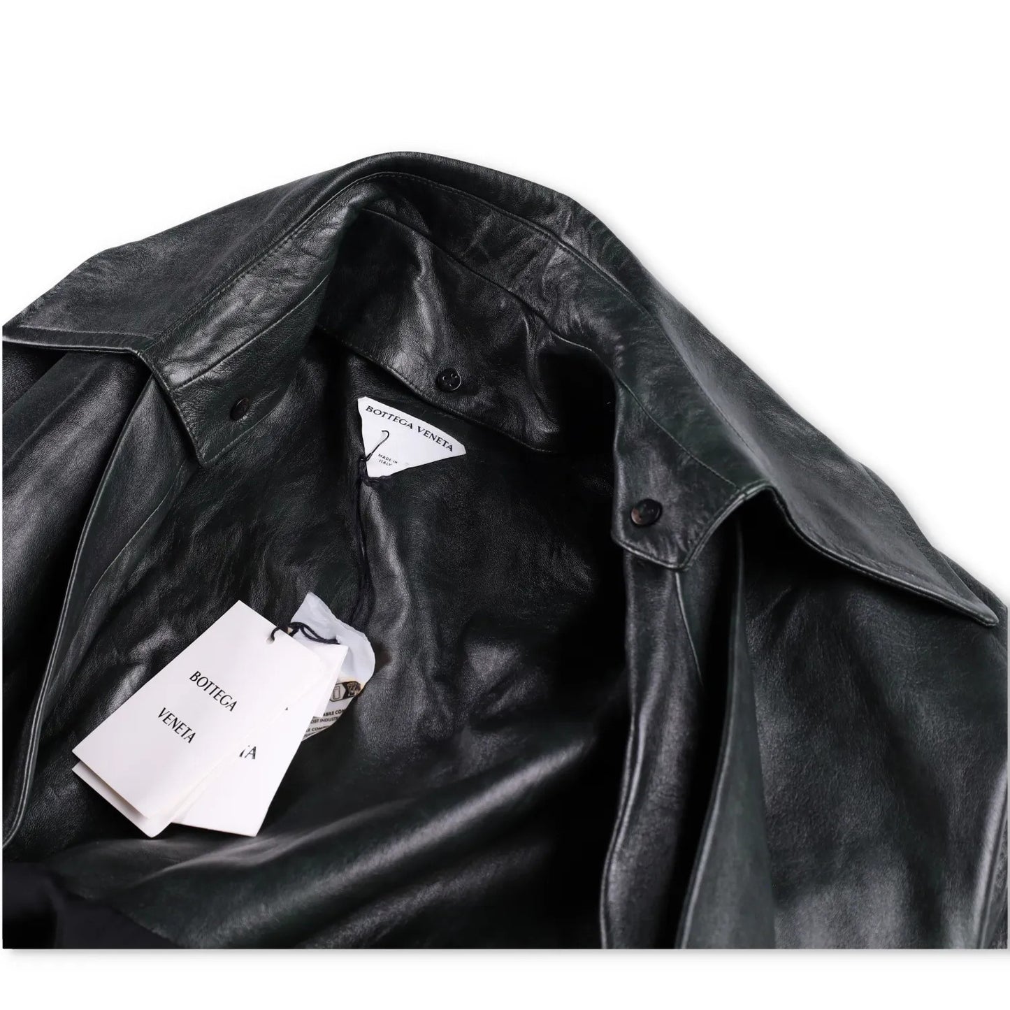 BOTTEGA VENETA Womens Overcoat Knee Length Relaxed Fit Leather Grey 40 RRP 6720 — View 6