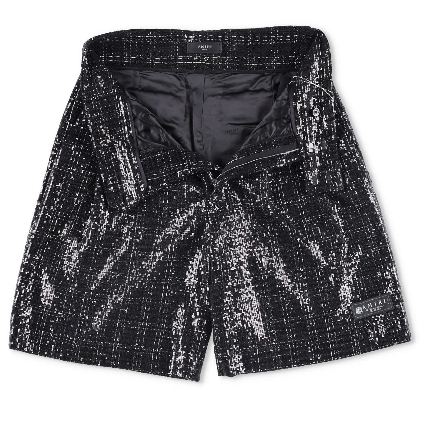 AMIRI Mens Sequin Boucle Skater Shorts Black Tweed Shiny Size 50 RRP 890 — View 7
