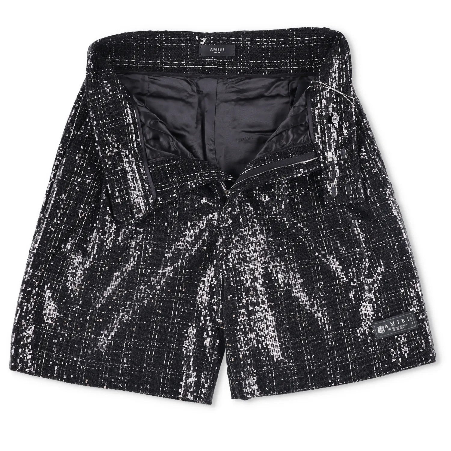 AMIRI Mens Sequin Boucle Skater Shorts Black Tweed Shiny Size 50 RRP 890 — View 7
