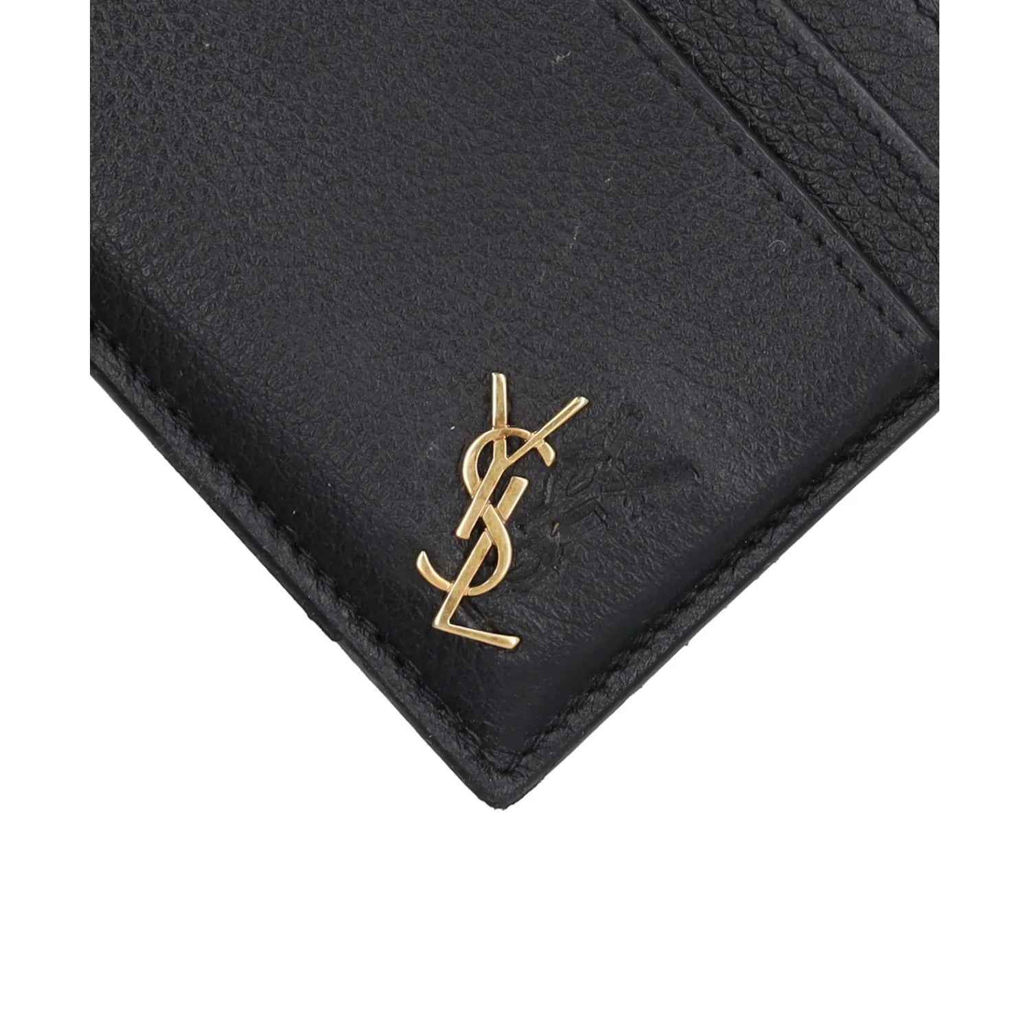 SAINT LAURENT Womens Tiny Monogramme Card Holder Black Gold One Size RRP 190 — View 8