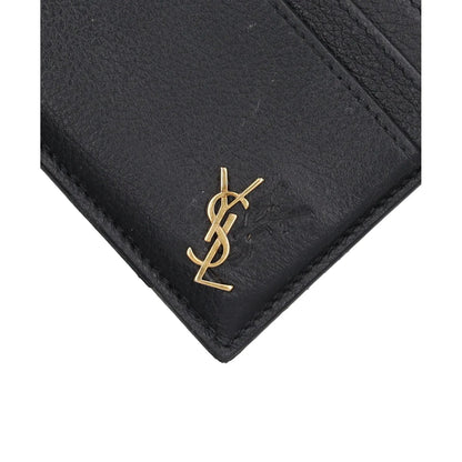 SAINT LAURENT Womens Tiny Monogramme Card Holder Black Gold One Size RRP 190 — View 8