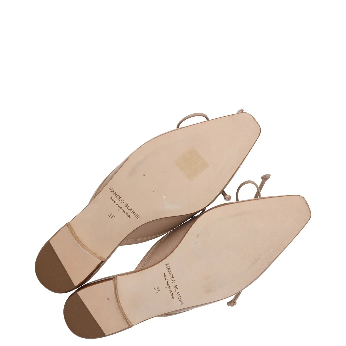 MANOLO BLAHNIK Womens Mules Flats Beige Leather Closed Toe Bow Detail UK3 RRP600 — View 8