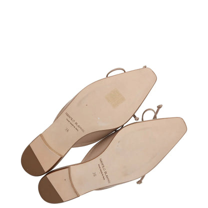 MANOLO BLAHNIK Womens Mules Flats Beige Leather Closed Toe Bow Detail UK3 RRP600 — View 8