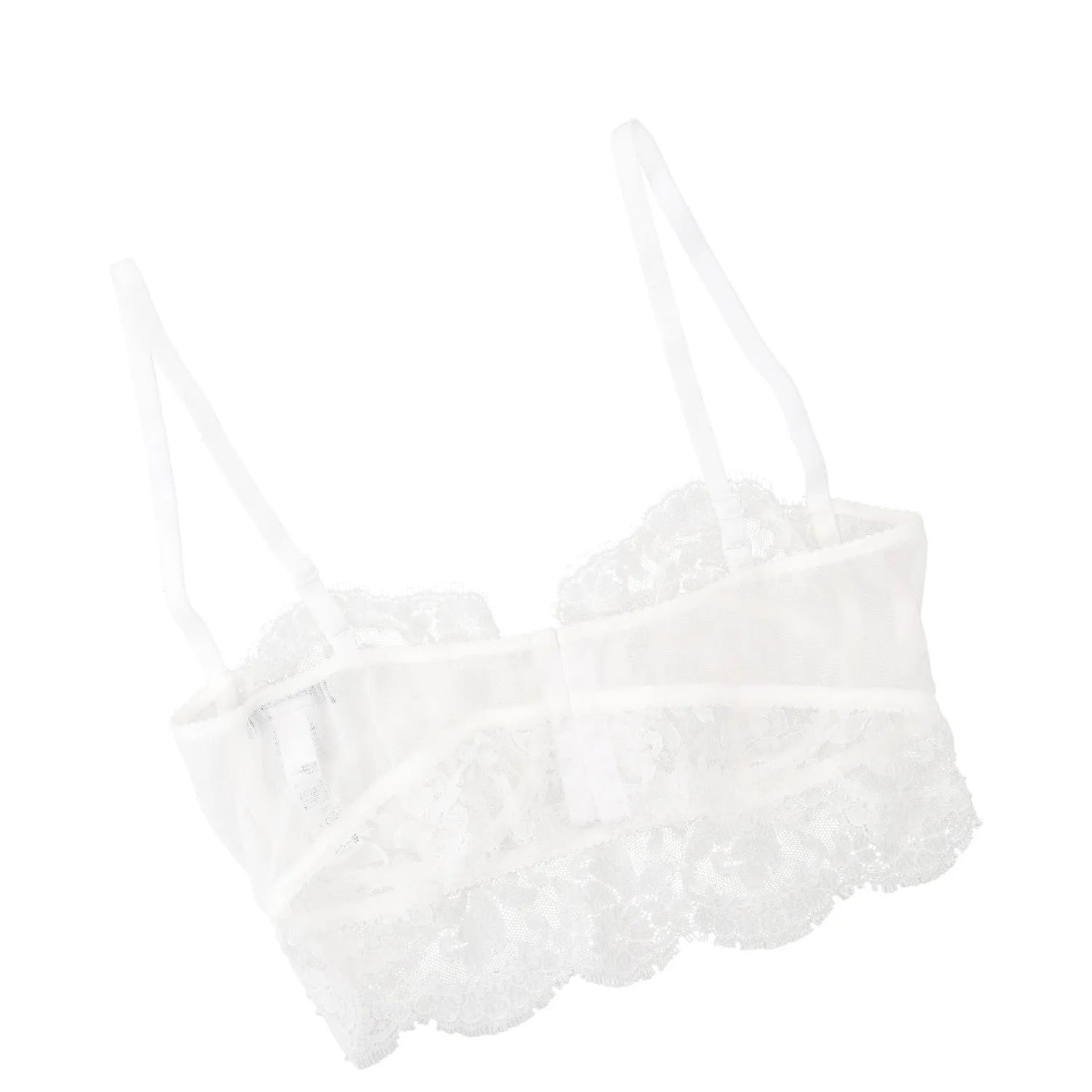 DOLCE&GABBANA Women Bra Balconette Underwire Chantilly Lace Silk White XL RRP386 — View 5