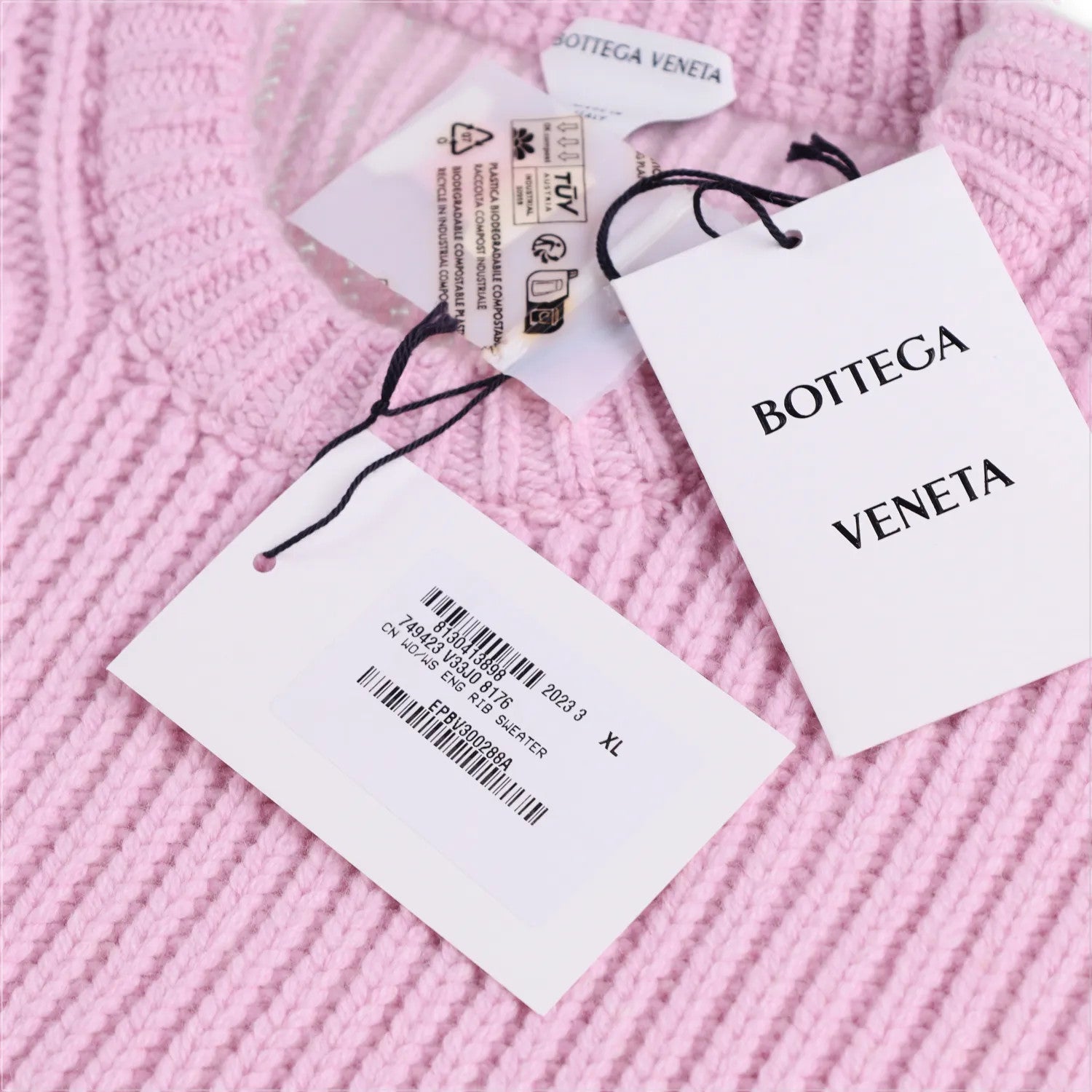 BOTTEGA VENETA Men Sweater Wool+Cashmere English Rib Knit Pink Jumper XL RRP1550 — View 9