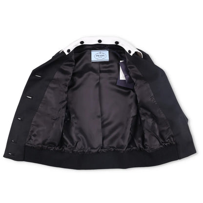 PRADA Womens Jacket Sports Collared Neck Long Sleeve Wide Lapel Black 40 RRP2638 — View 9