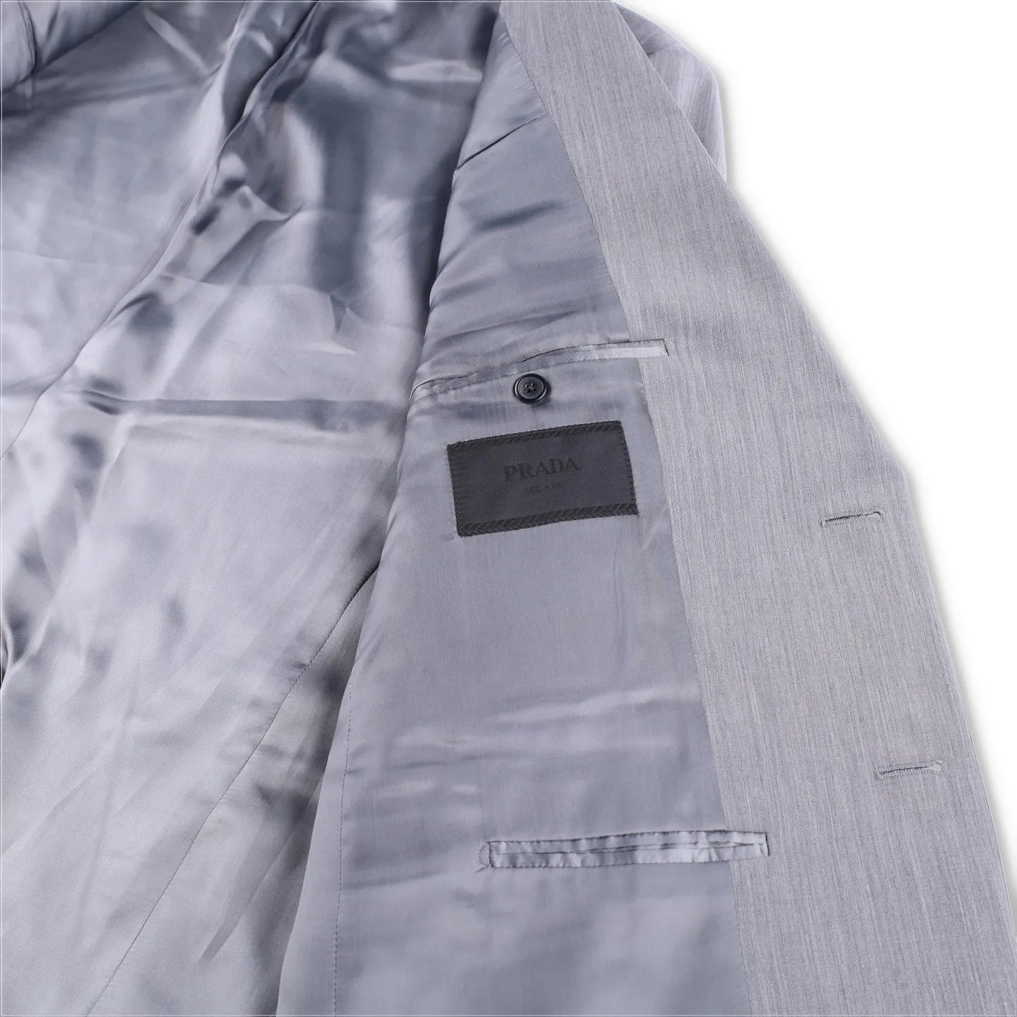PRADA Mens Mohair Seta Suit Blazer Light Grey Double Breasted Size 50 RRP 2900 — View 9