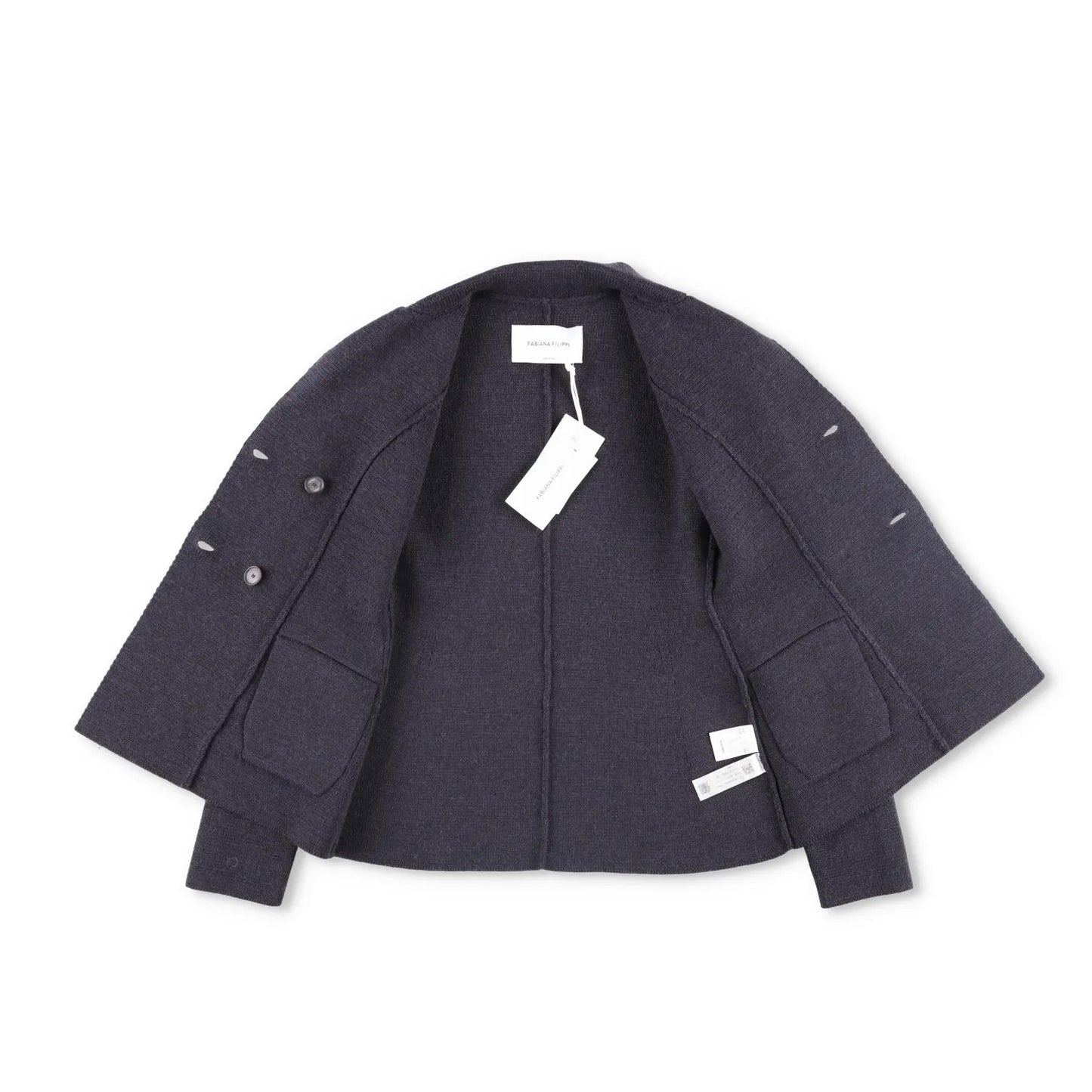 FABIANA FILIPPI Womens Blazer Wool Grey Double Breasted Pockets Size 8 RRP 600 — View 8