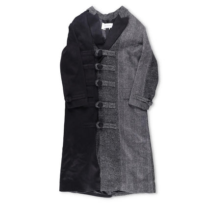 FENG CHEN WANG Mens Multi Flannel Stripe Overcoat Black Grey Size XL RRP 1275 — View 3