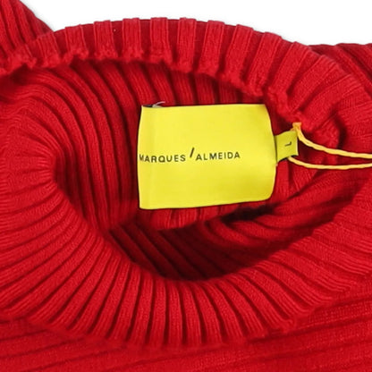 Marques'Almeida Womens Merino Wool Knitted Draped Jumper Red Asymmetric L RRP335 — View 7