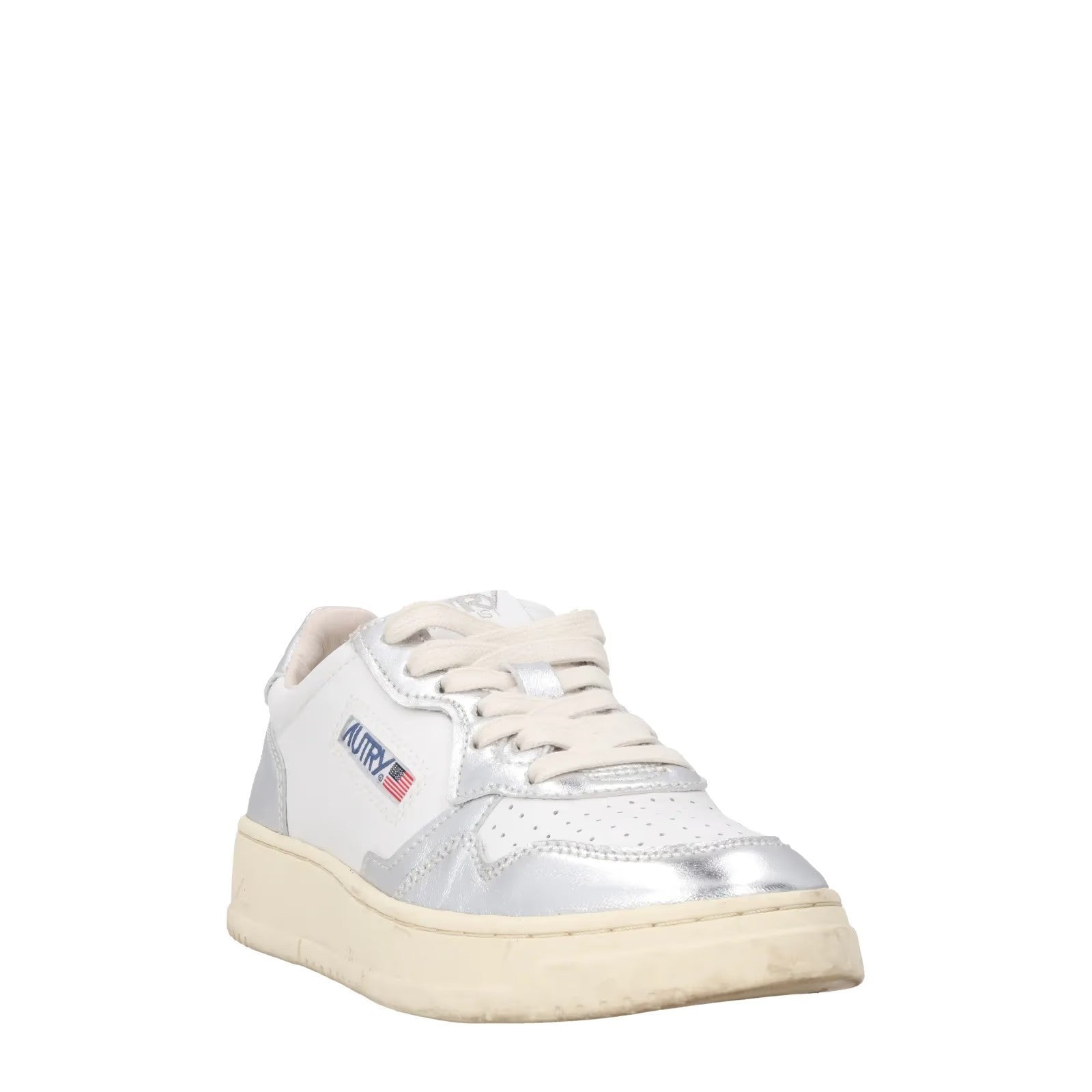 AUTRY Womens Medalist Bi Colour Silver Leather Lace Up Trainers EU 36 RRP 190 — View 2
