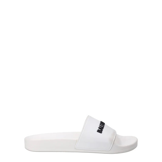 BALENCIAGA Women Piscini Pool Slide Rubber Flat Heel Sandal White UK 4 RRP 310