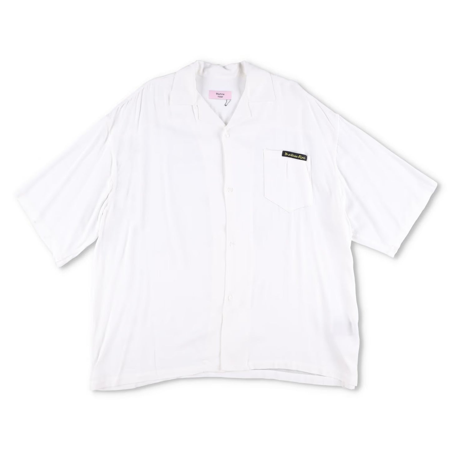 MARTINE ROSE Mens Boxy Hawaiian Shirt White Viscose Button Up Relaxed XS RRP 285