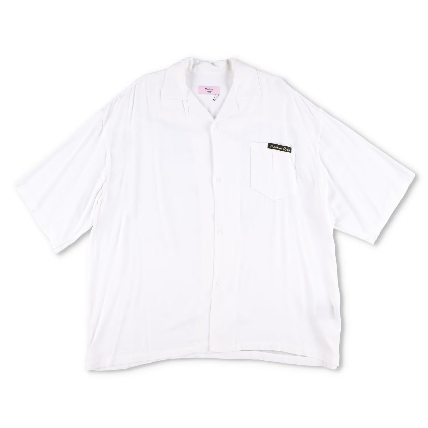 MARTINE ROSE Mens Boxy Hawaiian Shirt White Viscose Button Up Relaxed XS RRP 285