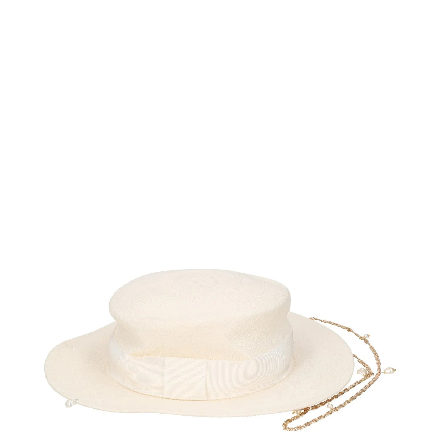 GUCCI Womens Sun Hat Beige Straw Chain Accent Button Summer Size L RRP 400 — View 3
