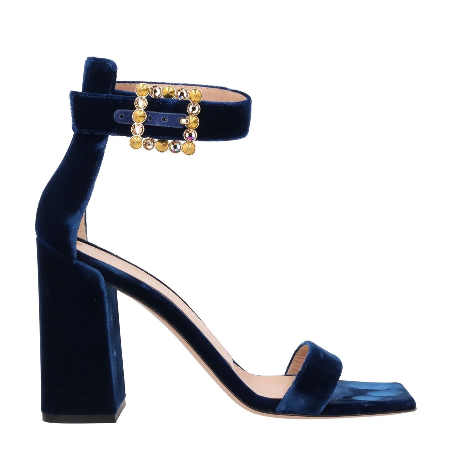 GIANVITO ROSSI Womens Sandals Strappy Blue Leather High Block Heel UK 6 RRP 910