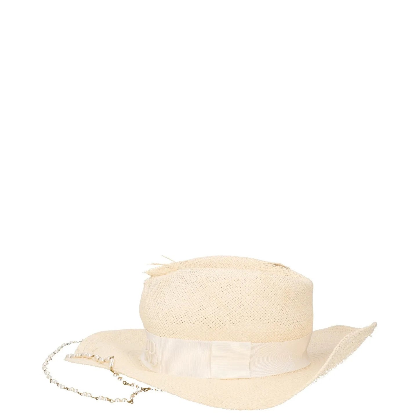 RUSLAN BAGINSKIY Womens Double Chain Strap Fedora Hat White Size M RRP 300 — View 3