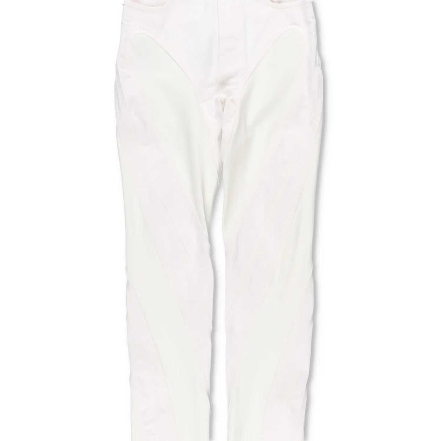 MUGLER Womens Skinny Jeans High Waist Tonal Inserts Split Hem White 34 RRP 575 — View 3