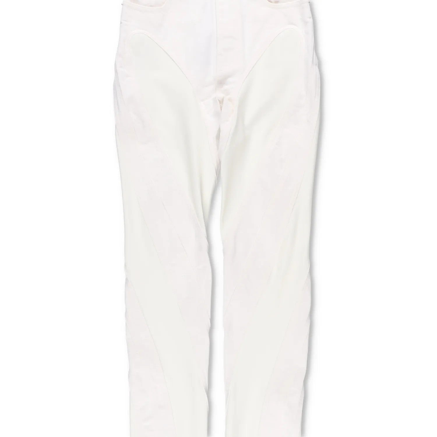 MUGLER Womens Skinny Jeans High Waist Tonal Inserts Split Hem White 34 RRP 575 — View 3