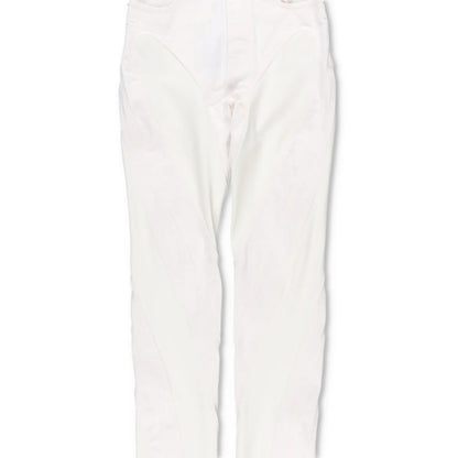 MUGLER Womens Skinny Jeans High Waist Tonal Inserts Split Hem White 34 RRP 575 — View 3