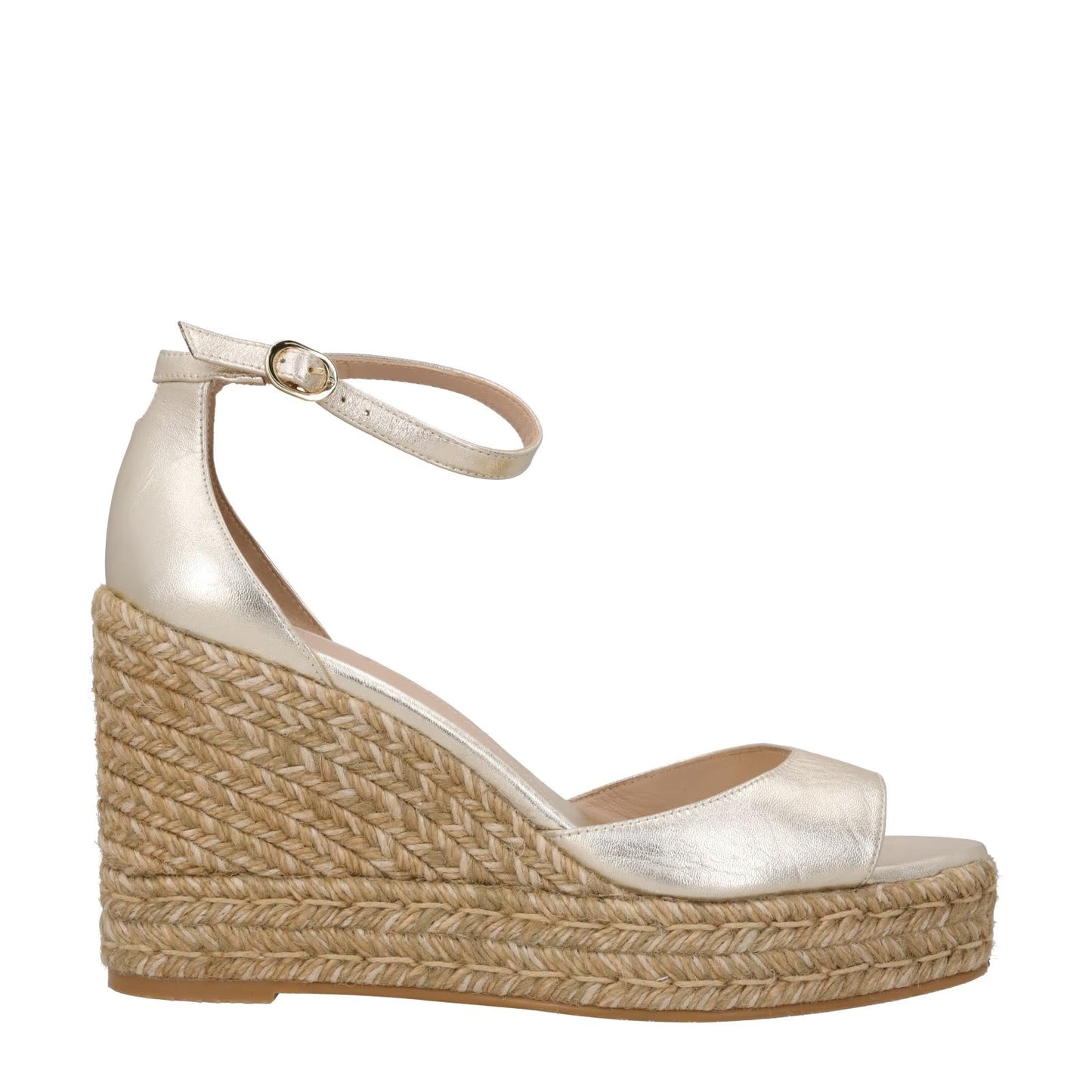 STUART WEITZMAN Womens Nudistcurve Espadrilles Wedge Leather Gold UK 8.5 RRP 375