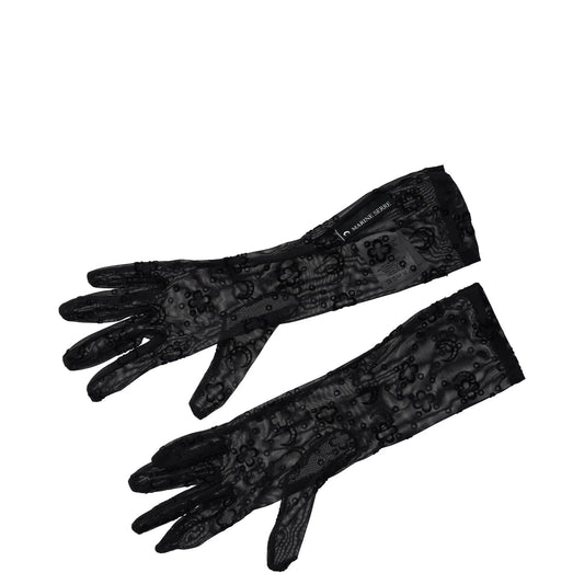 MARINE SERRE Womens Recycled Moonogram Mesh Flock Long Gloves Black S-M RRP 240 — View 2