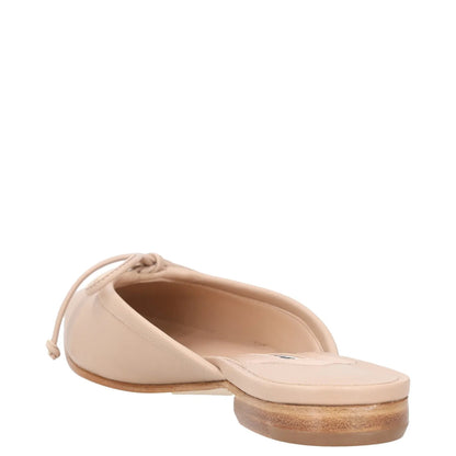 MANOLO BLAHNIK Womens Mules Flats Beige Leather Closed Toe Bow Detail UK3 RRP600 — View 5