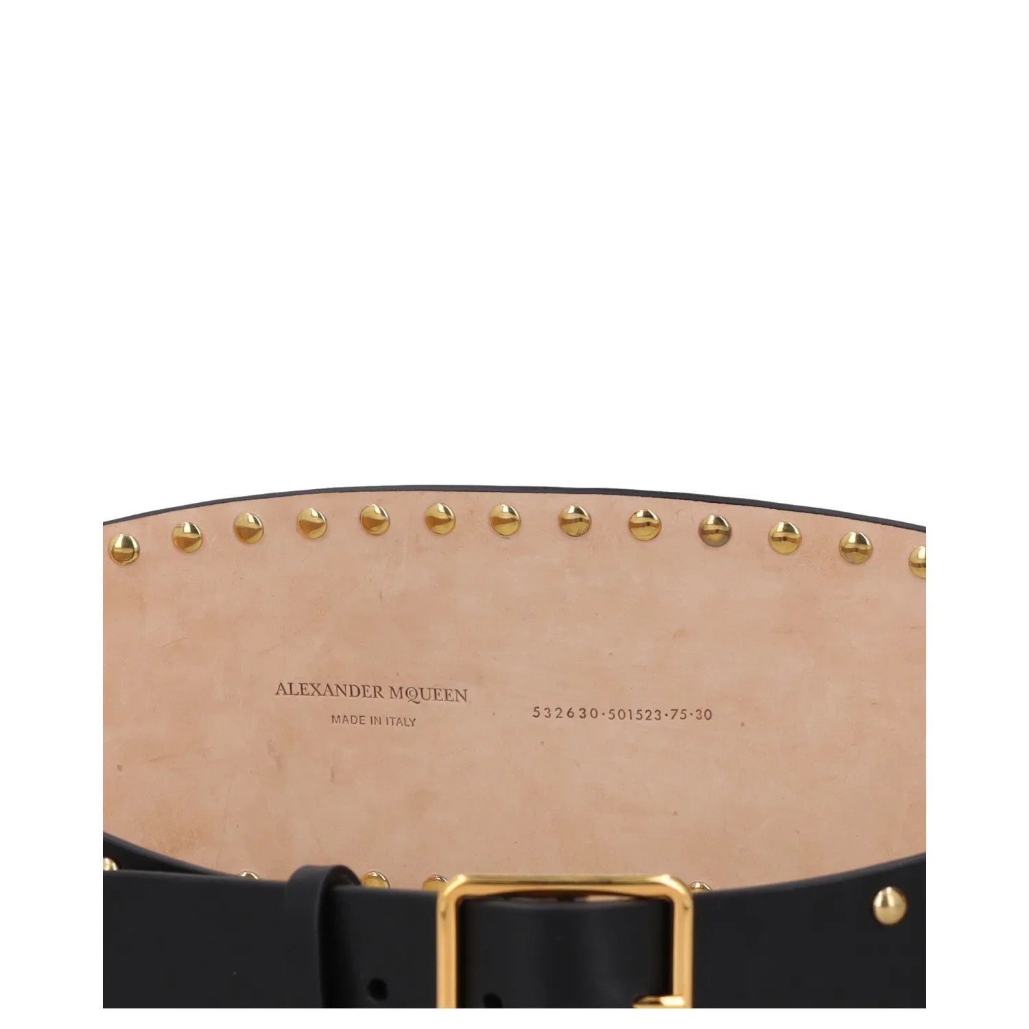 ALEXANDER MCQUEEN Womens Waist Belt Black Leather Gold Studded Size 75 RRP 300 — View 8