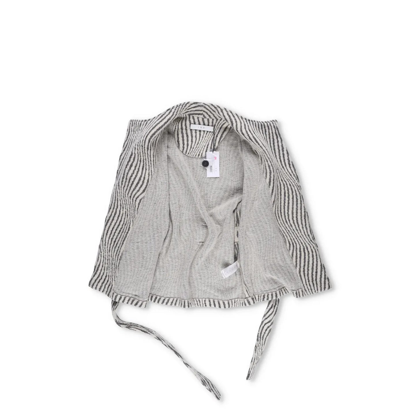 IRO PARIS Womens Kimono Jacket Wool Blend Grey White Striped Size 36 RRP 500 — View 9